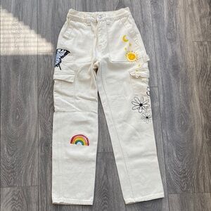 PacSun - High Rise/Waisted Creamy White Carpenter Cargo Style Jeans - Size 23